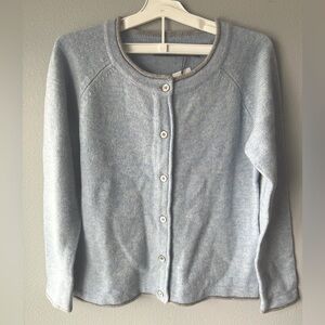 Irelands Eye blue grey Killiney wool cashmere cardigan sweater Women’s sz L NWT
